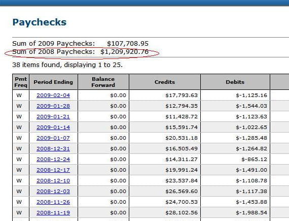 2nd account annual paychecks total